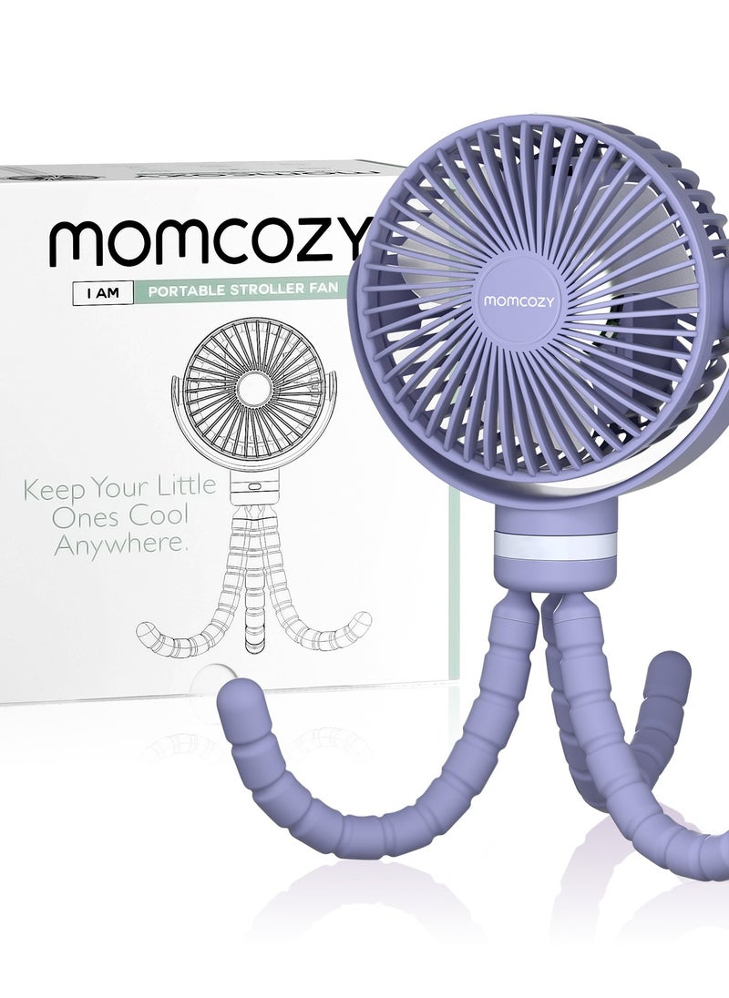 Momcozy Portable Stroller Fan, 27H Ultra-long Battery Life, Detachable 4 Speed 360°Rotate, LED Night Light with 2 Modes  - Image 1