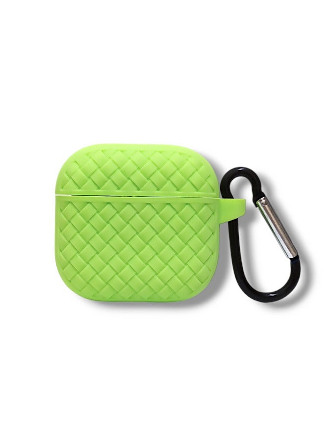 AirPods 4 Silicone Case with Stylish Ribbed Design - Phosphor Green - Image 2