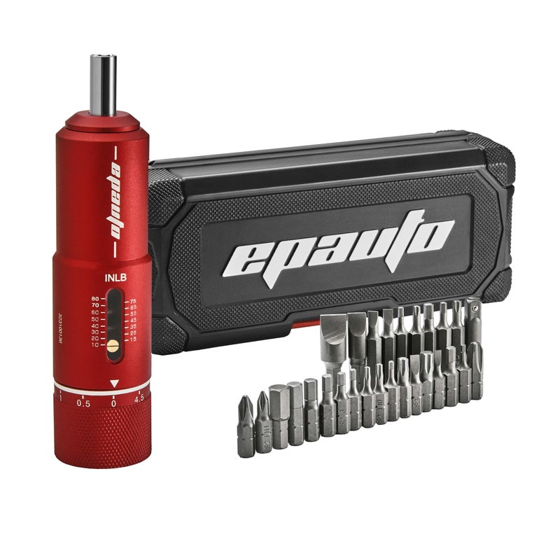 EPAuto Manual Wrench Screwdriver for Firearms | Bike Gears, 10-80 in/Lbs - 28 Pieces, Red - Image 1