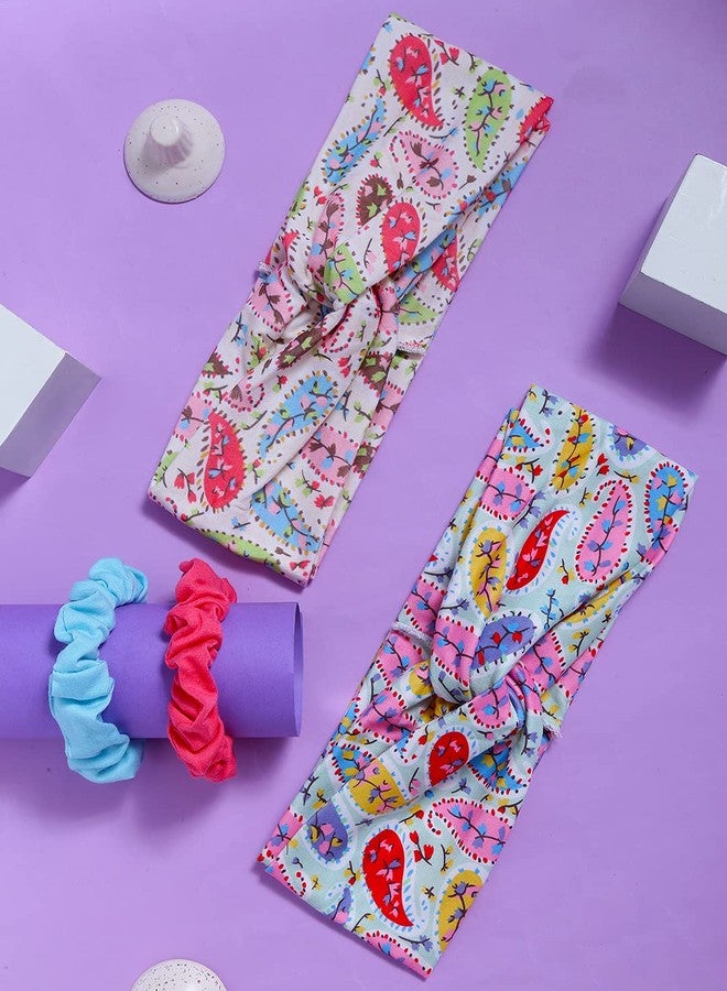 تشيميز أصفر مجموعة إكسسوارات الشعر من يلو تشايمز، تتضمن قطعتين: عصابات رأس مطاطية متقاطعة للراحة واليوغا، وربطات شعر متناسقة، إكسسوارات شعر للنساء والفتيات (عبوة من 4 قطع)، متعددة الألوان، متوسطة الحجم - Image 2