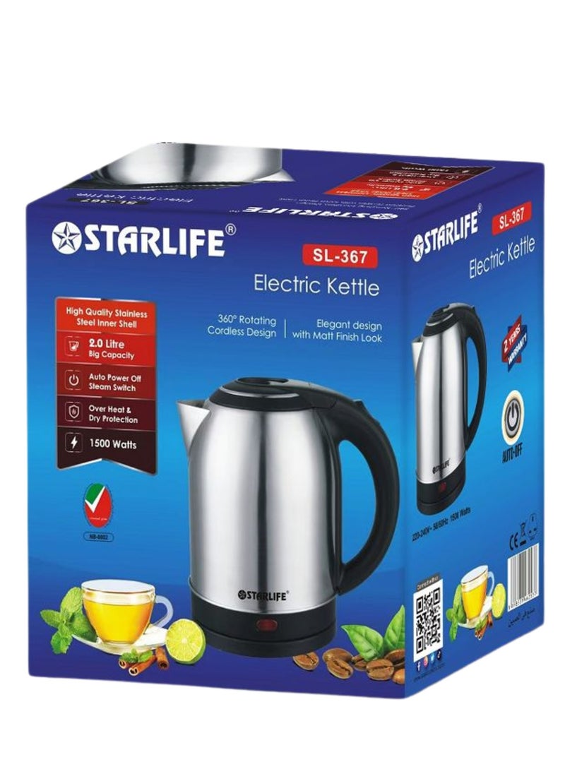 STARLIFE Electric Kettle 2L With Auto Turn-Off Kettle 1500W Over Heat And Dry Protection High Quality Stainless Steel Inner Shell  - Image 2