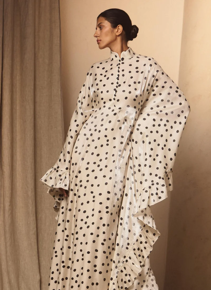 ليتشي فستان ماكسي منقط بأكمام مكشكشة