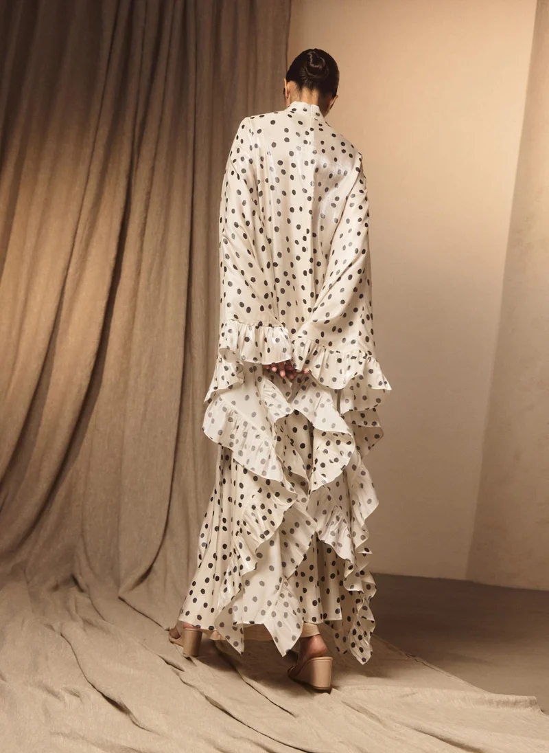 Lichi  Polka dot maxi dress with ruffles on the sleeves for Women | Best Price UAE