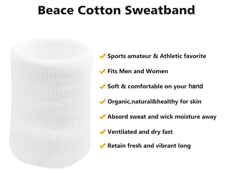 Neska Moda Unisex White Cotton Wrist Band-MFN-WB26 - Image 3