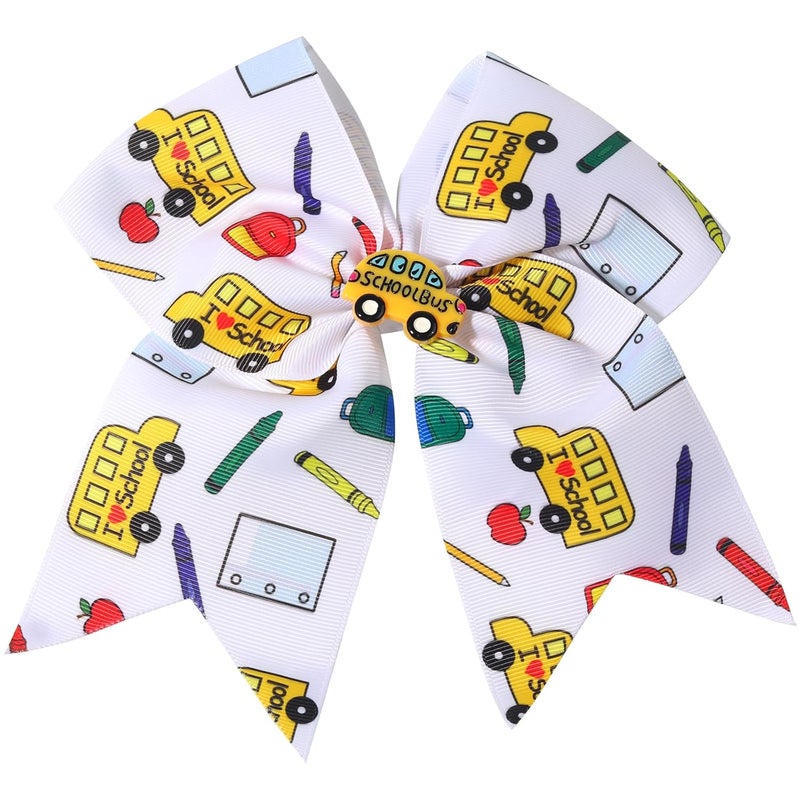Totelux Back to School Bows Hair Clips Ponytail Holder Large Cheer Bow Hairpin School Bus Hair Bows Barrettes for Women Girls Cheerleaders Back to School Season Hair Accessories