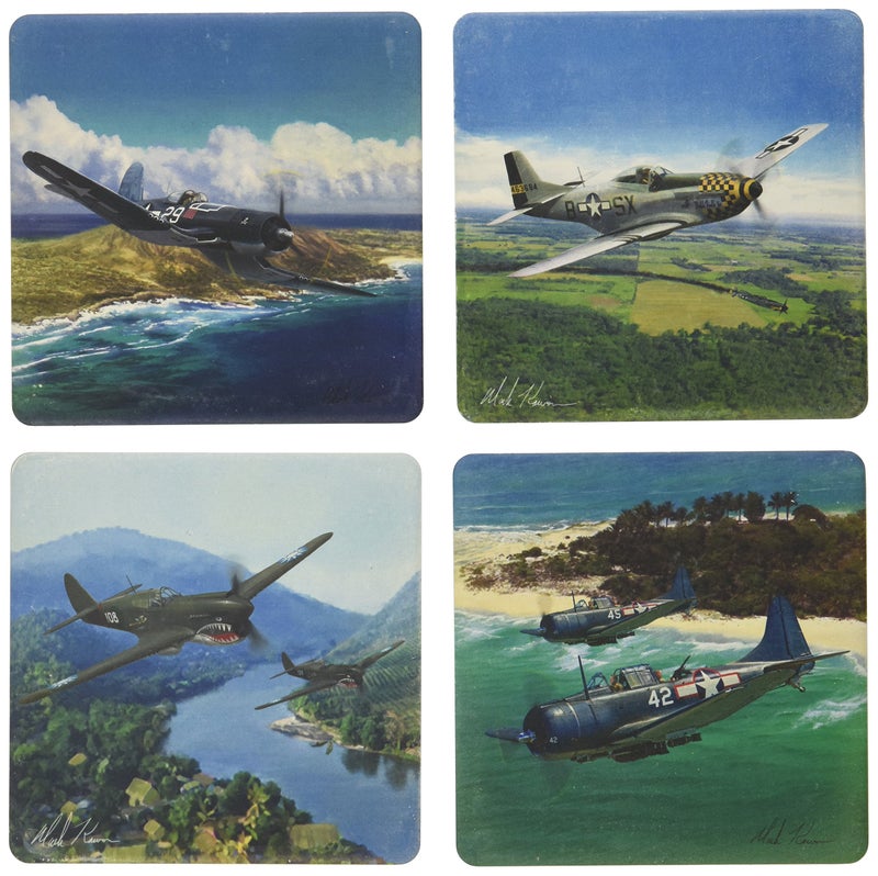 CoasterStone Absorbent Coasters 414Inch War Planes Set of 4