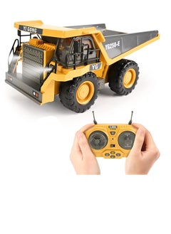 Excefore Remote Control Dump Truck Toys RC Construction Toy Vehicles with Metal Bed Lights Sounds 9 Channel 2 Batteries RC Truck Toys Bulldozing Dump Engineering Truck Birthday Gifts for Boys Age 3+  - Image 1