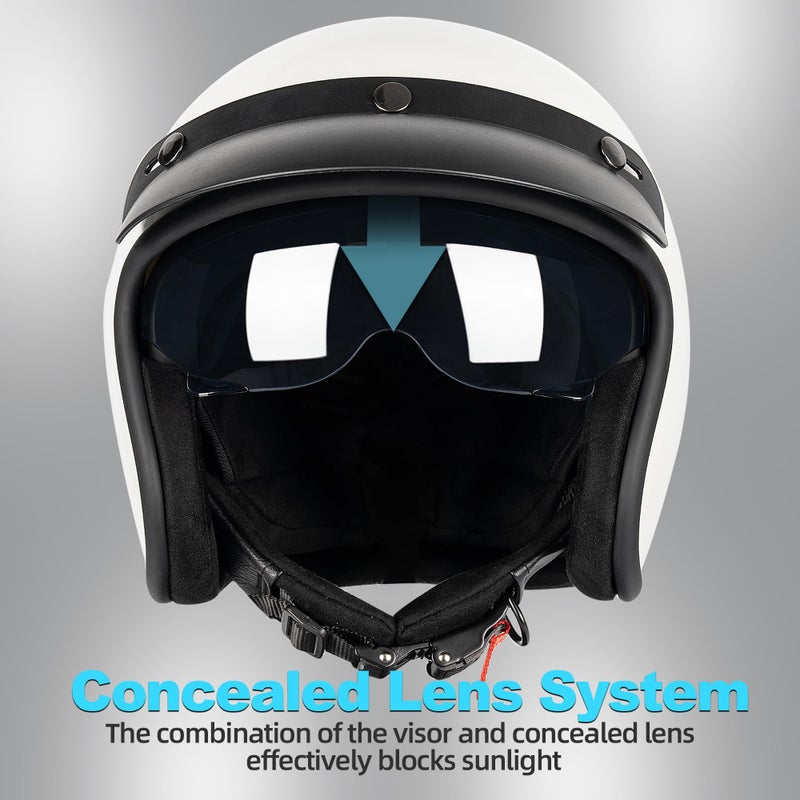 Yesmotor خوذة موتوسيكل ريترو مفتوحة الوجه من يس موتور 3/4 - خوذة عتيقة للدراجات النارية، موبايد، كروزر، بوبير، وتشوبر - معتمدة من DOT - Image 2