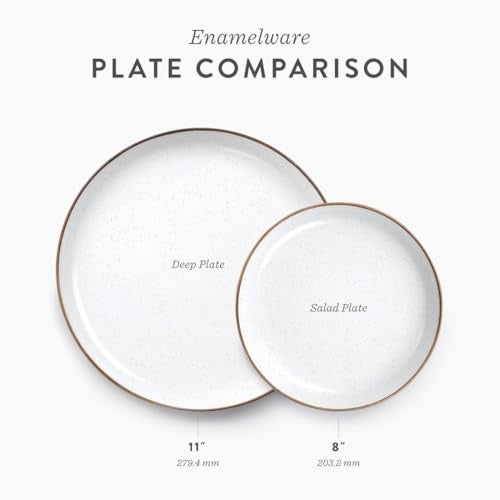 Barebones 8 Inch Salad Plate - Set of 2 Salad Plates - Enamelware Plates - Durable Kitchen or Camping Plate - Eggshell - Image 2