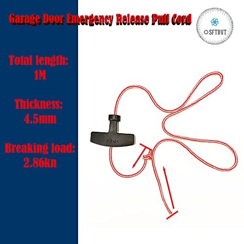 OSFTBVT Garage Door Emergency Release Pull Cord with Handle Garage Opener Rope Puller, Attic Ladder Pull Down Cord - Pack of 2 - Image 2