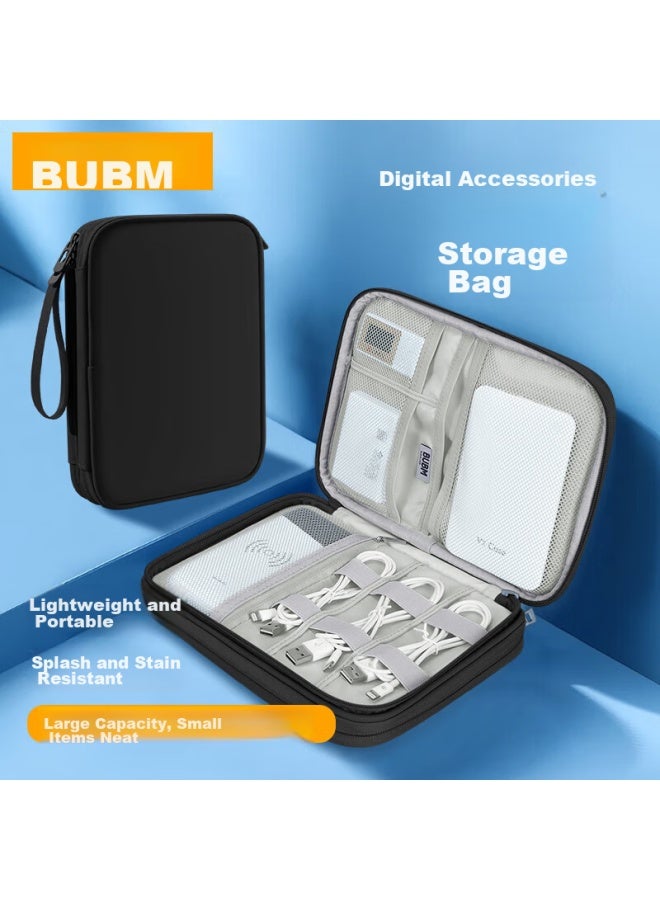 Bubm Cable Storage Pouch For Digital 3c Accessories, Charging Cables, Power Cords, Travel Organizer Bag, Large Double-layer - Image 1