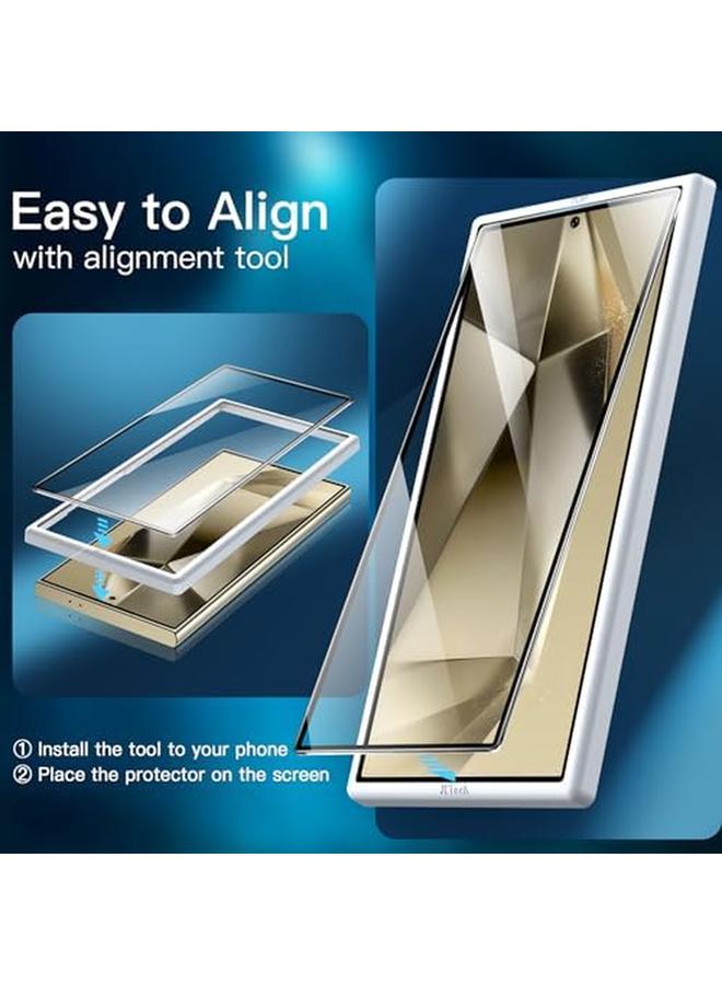 جي تيك واقي شاشة لهاتف Samsung Galaxy S24 Ultra 5G مقاس 6.8 بوصة مع واقي عدسة الكاميرا وفيلم زجاجي مقوى وأداة تثبيت سهلة ومتوافق مع معرف بصمة الإصبع وشفاف عالي الدقة، عبوتان لكل منهما - Image 4