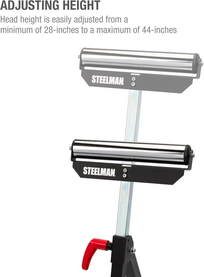 Steelman Single Roller Stand Workstation Support, Durable Steel Construction, Adjustable Height, Foldable for Portability, 132 lb. Capacity - Image 3