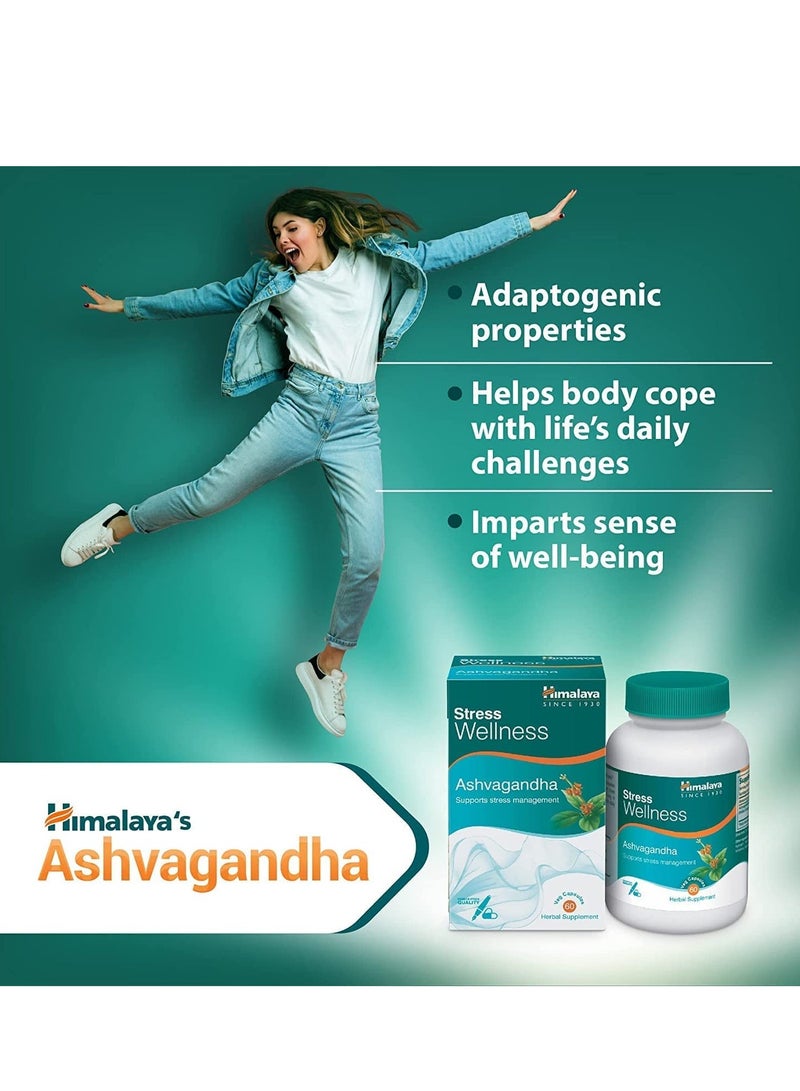 Himalaya Ashvagandha, Relieves Stress And Boosts Energy, 60 Veg. Caps - Image 2