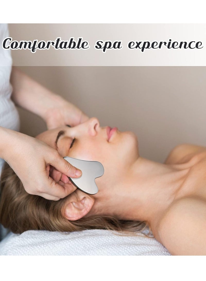 general Stainless Steel Facial Guasha Tools, Mineral Guasha Skin Tightening, Beauty Guasha Tool for Body Eyes and Neck Massage with Travel Bag, Skin Care Gifts (Silver) - Image 4