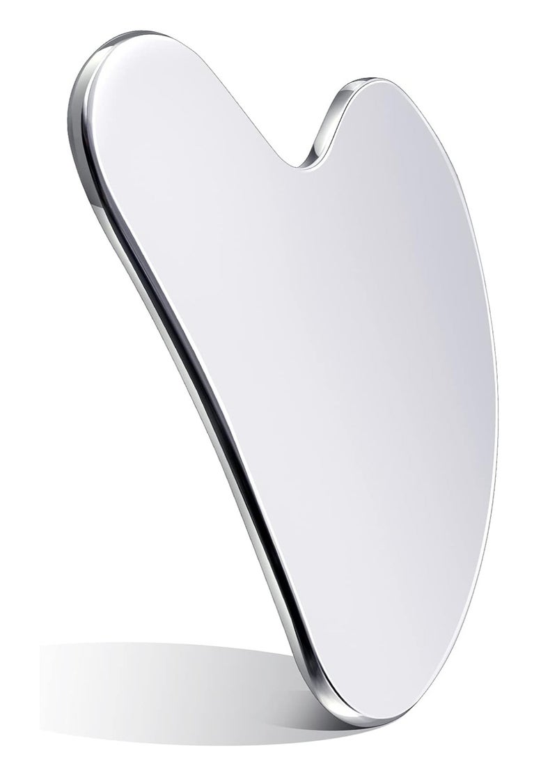 general Stainless Steel Facial Guasha Tools, Mineral Guasha Skin Tightening, Beauty Guasha Tool for Body Eyes and Neck Massage with Travel Bag, Skin Care Gifts (Silver) - Image 1