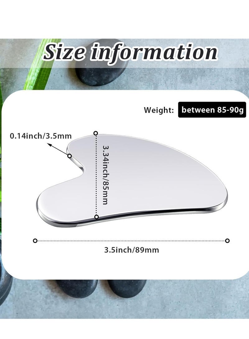 general Stainless Steel Facial Guasha Tools, Mineral Guasha Skin Tightening, Beauty Guasha Tool for Body Eyes and Neck Massage with Travel Bag, Skin Care Gifts (Silver) - Image 2