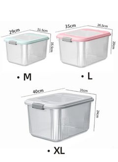 Reelyo Rice Bucket, Clear Plastic Grain Bucket with Measuring Cup, Sealed Household Grain Storage Bucket Transparent Square Rice Storage Box Kitchen Rice Bucket Grain Cereal Dispenser Sealed Storage Box with Lid  - Image 2