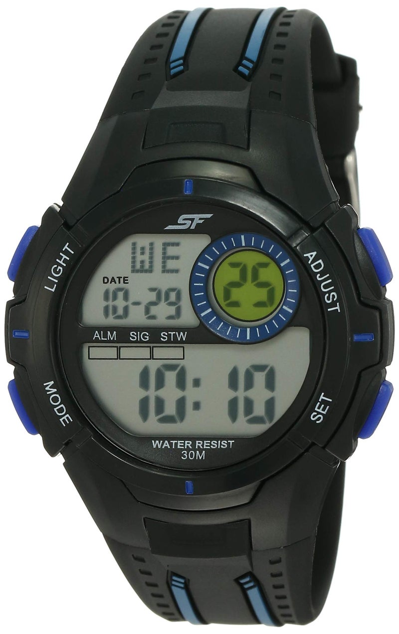 SF Digital Dial Black Polyurethane Strap Watch for Men - NT77112PP04 - Image 5