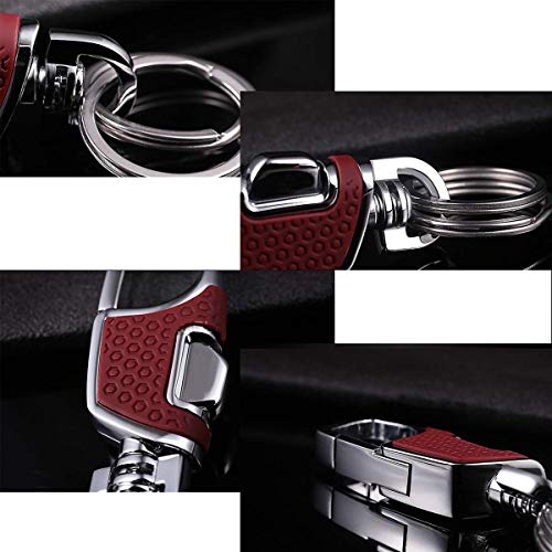 Omuda Stylish Hook Locking Silver Metal Carabiner Double Ring Hook Metal Key Chain for Men & Women - Image 3