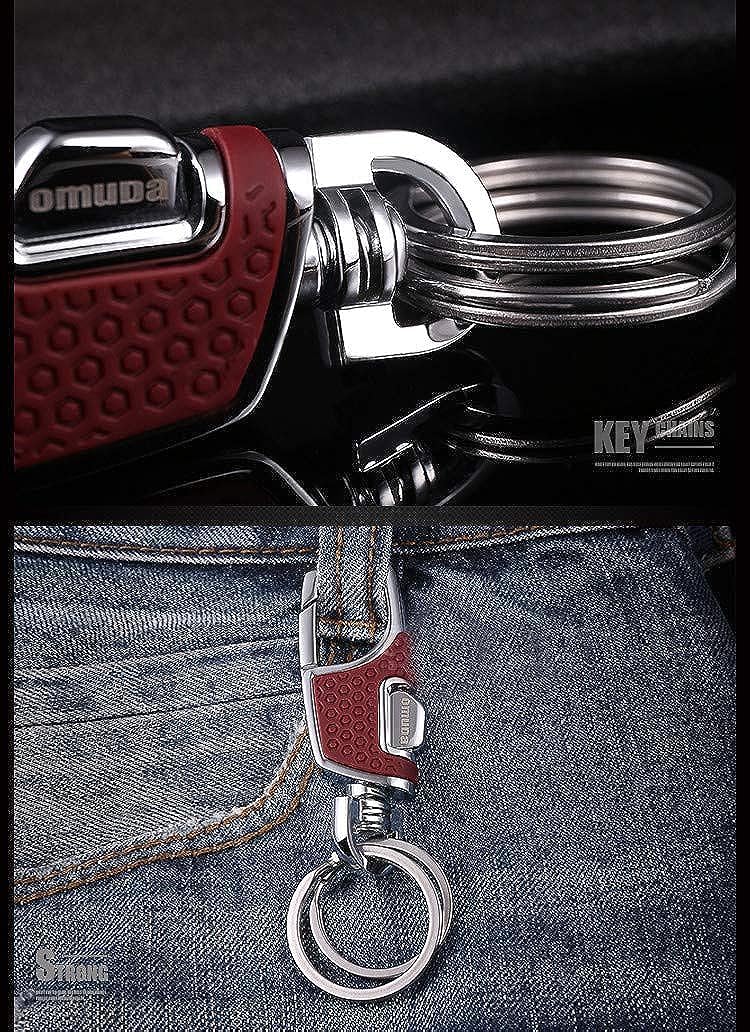 Omuda Stylish Hook Locking Silver Metal Carabiner Double Ring Hook Metal Key Chain for Men & Women - Image 5