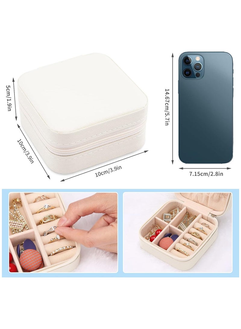 Small Faux Leather Jewelry Storage Organizer, Travel Zipper Lock Jewelry Bag, Small Jewelry Box for Chains, Bracelets, Earrings and Rings (White)  - Image 4