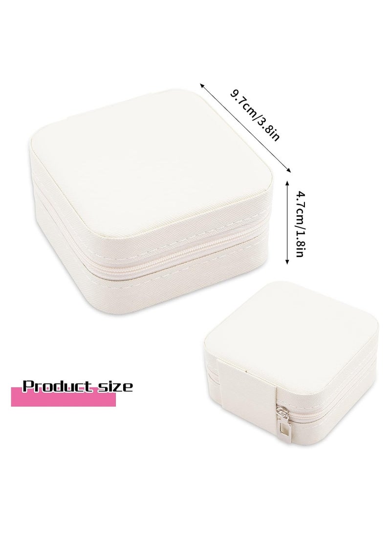 Small Faux Leather Jewelry Storage Organizer, Travel Zipper Lock Jewelry Bag, Small Jewelry Box for Chains, Bracelets, Earrings and Rings (White)  - Image 5