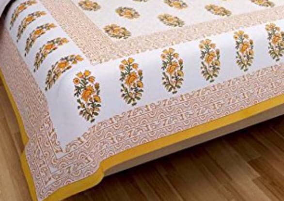 Queenie Bedsheet for Double Bed with 2 Pillow Covers| Cotton bedsheet | Soft & Light-Weight Double bedsheet Set of 1 | 216 x237 cm | 180TC | Jaipuri Print | Ideal for Double Size bedsheet - Image 2