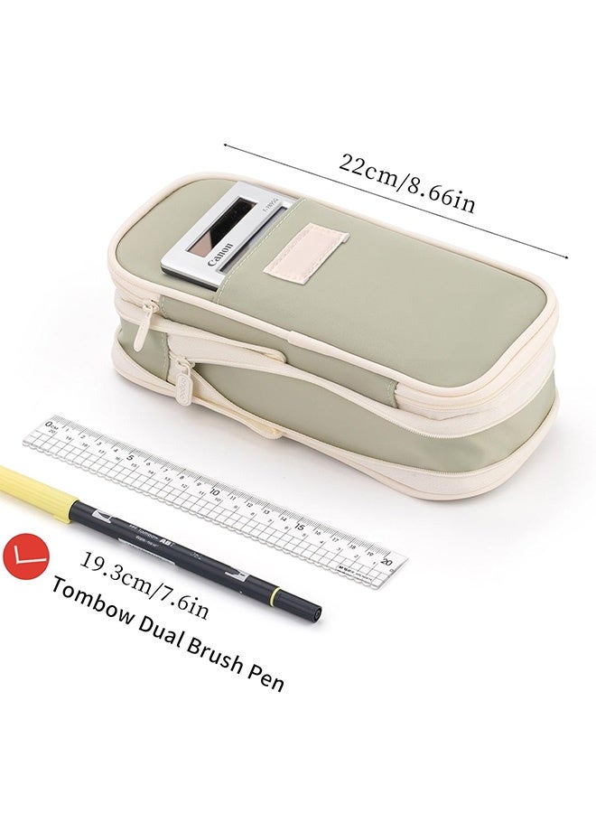 فيميلو ​​مقلمة مدرسية كبيرة عالية الجودة للبنات والأولاد - سعة كبيرة، حافظة أقلام خفيفة الوزن لمستلزمات المدرسة والقرطاسية، مع مساحة واسعة لقلم الرصاص وأدوات الدراسة، مقلميه مقلمية رجالي محفظة ادوات​​ أخضر - Image 5