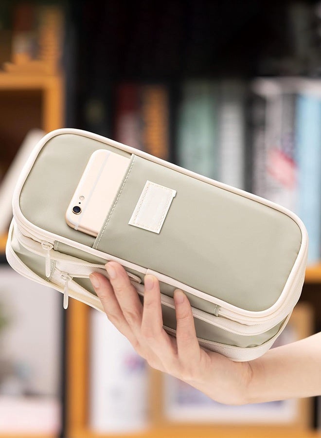 فيميلو ​​مقلمة مدرسية كبيرة عالية الجودة للبنات والأولاد - سعة كبيرة، حافظة أقلام خفيفة الوزن لمستلزمات المدرسة والقرطاسية، مع مساحة واسعة لقلم الرصاص وأدوات الدراسة، مقلميه مقلمية رجالي محفظة ادوات​​ أخضر - Image 4