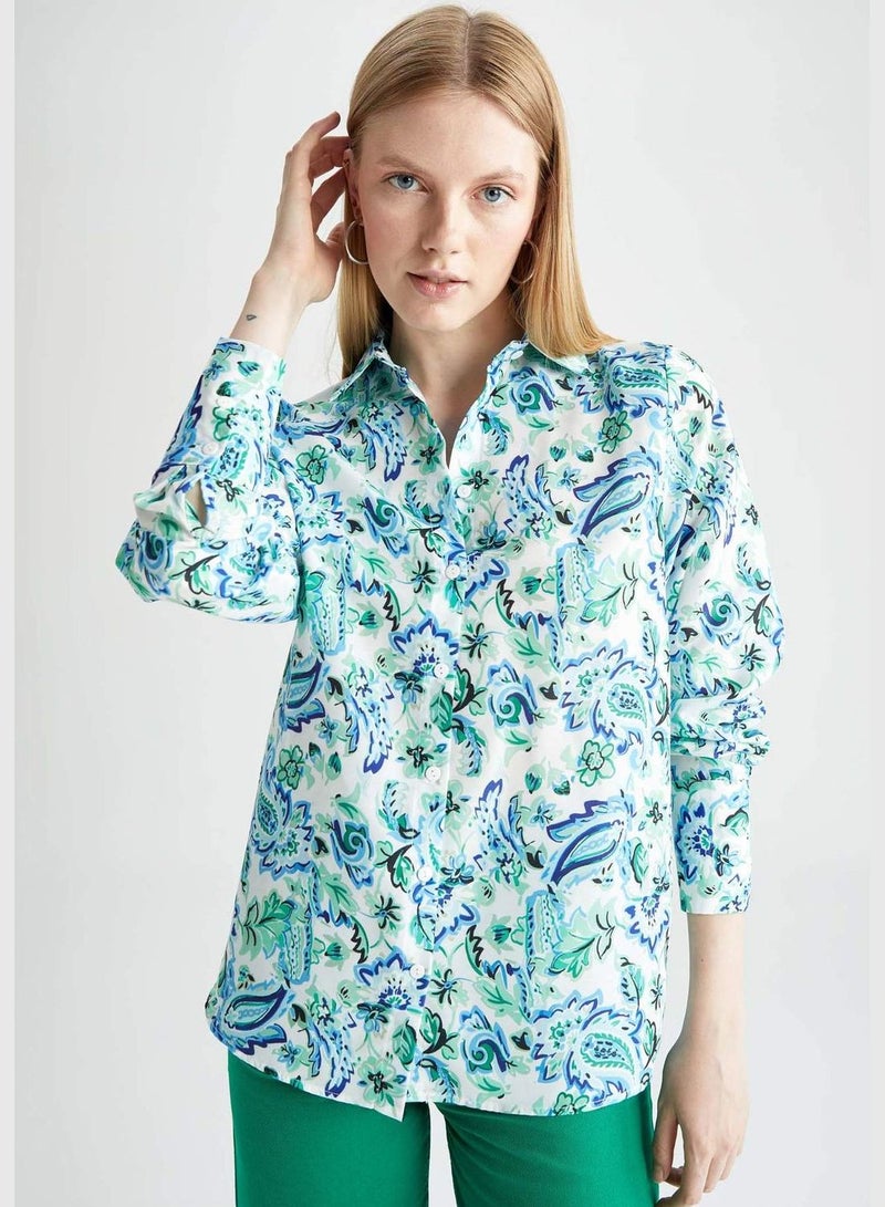 DeFacto قميص نسائي بقصة عادية بأكمام طويلة - Image 1