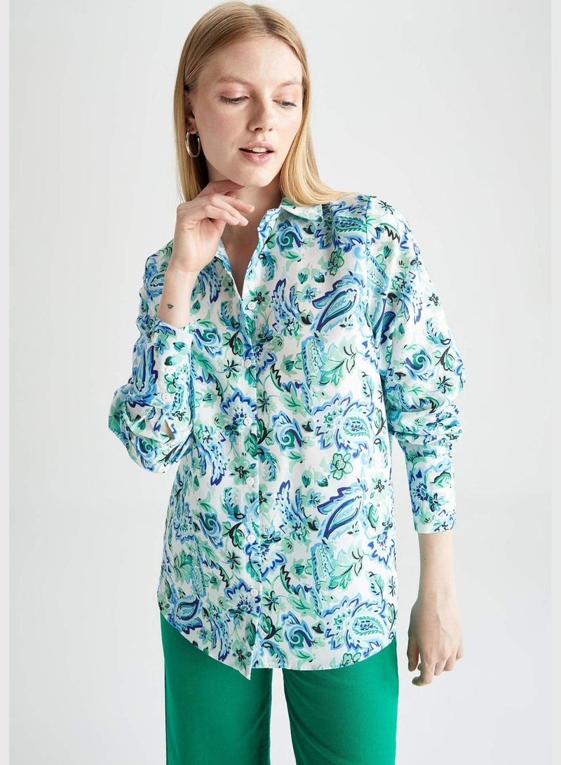 DeFacto قميص نسائي بقصة عادية بأكمام طويلة - Image 3