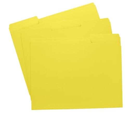 ACTIVITYYA Yellow File Folders, 1/3-Cut Tabs, Letter Size, 12-Pack – Durable Office Filing Folders for Documents, Papers, and Organization - Image 1