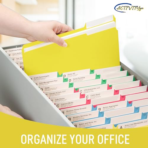 ACTIVITYYA Yellow File Folders, 1/3-Cut Tabs, Letter Size, 12-Pack – Durable Office Filing Folders for Documents, Papers, and Organization - Image 4