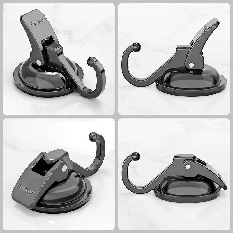 iRomic Heavy Duty Vacuum Suction Cup Hooks (4Pack),Gun Silver - Image 1