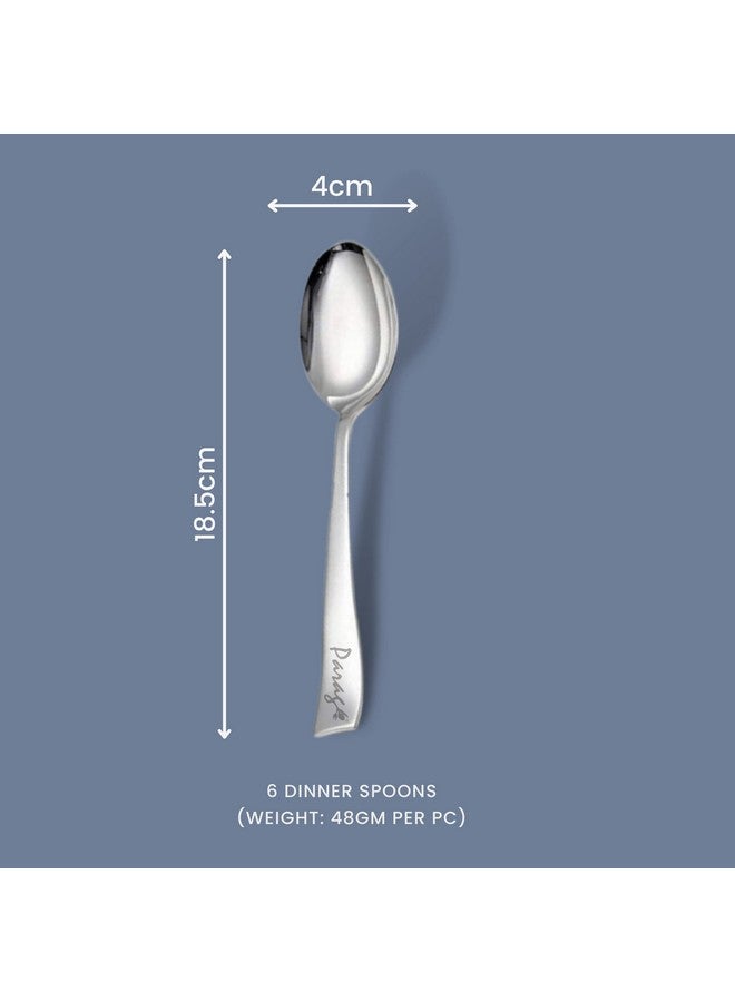Parage 6 Pieces Stainless Steel Table Spoon Set for Home & Kitchen, 18.5 cm Long, Tea, Coffee, Sugar, Condiments & Spices, Dining Tableware Set, Silver - Image 3