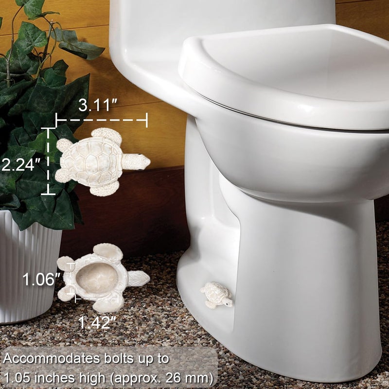 YLOVAN Turtle Toilet Bolt Covers Decorative Toilet Screw Cover Caps, Sea Turtle Bathroom Decor Toilet Caps for Bottom of Toilet, Toilet Knob Covers for Bottom of Toilet White Turtle Toilet Decor Coastal 2pcs - Image 4
