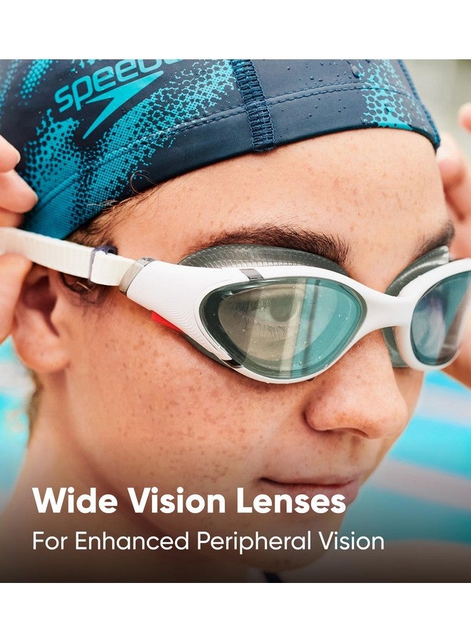 سبيدو نظارات السباحة Speedo Biofuse 2.0 Smoke-Lens للبالغين للجنسين - باللونين الأبيض والرمادي - Image 4