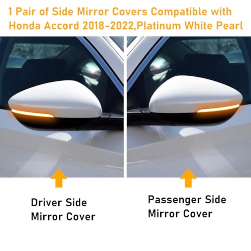 Abodvu Compatible with Honda Accord Mirror Cover 2018-2022,10th Gen Accord Mirror Cap for Left Driver & Right Passenger Side,Replace for 76251TVAA31,76201TVAA31,Platinum White Pearl,1 Pair(Sedan Only) - Image 3