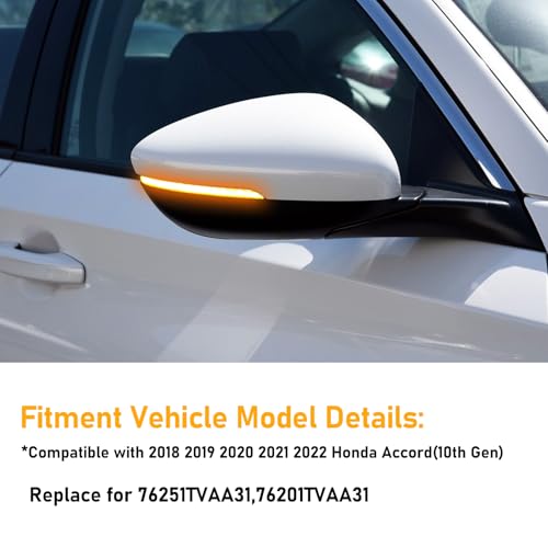 Abodvu Compatible with Honda Accord Mirror Cover 2018-2022,10th Gen Accord Mirror Cap for Left Driver & Right Passenger Side,Replace for 76251TVAA31,76201TVAA31,Platinum White Pearl,1 Pair(Sedan Only) - Image 2