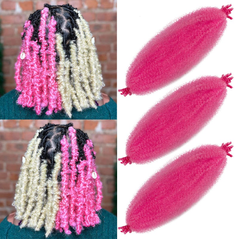 Chicmoi Pink Marley Hair for Kids 3 Pack Pre-Separated Spring Twist Hair for Soft Locs Hot Pink Kids Braiding Hair 16 Inch Springy Afro Twist Crochet Hair Marley Twist Braiding Hair - Image 1