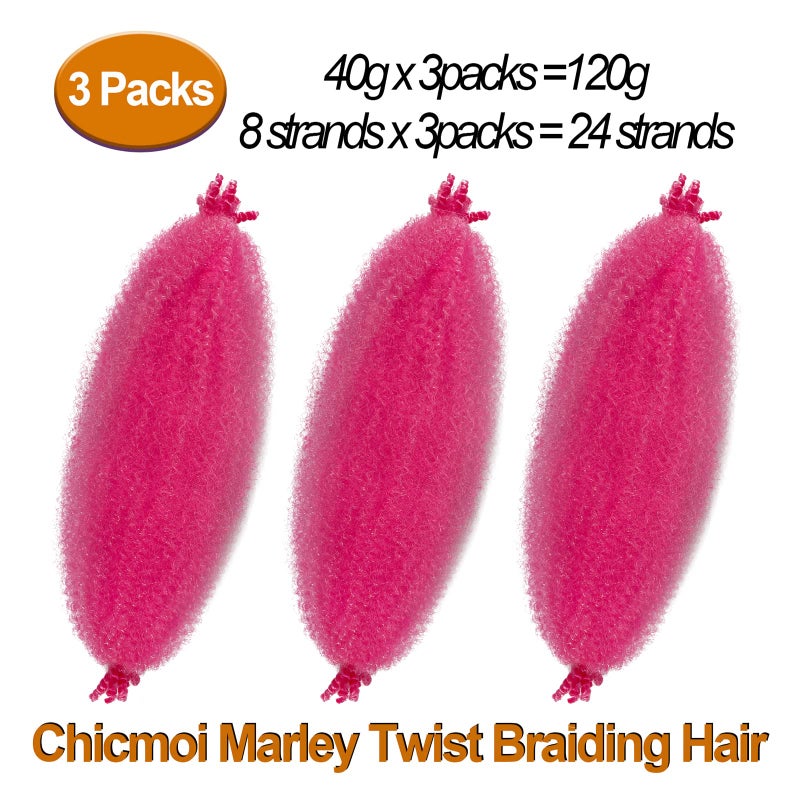 Chicmoi Pink Marley Hair for Kids 3 Pack Pre-Separated Spring Twist Hair for Soft Locs Hot Pink Kids Braiding Hair 16 Inch Springy Afro Twist Crochet Hair Marley Twist Braiding Hair - Image 5