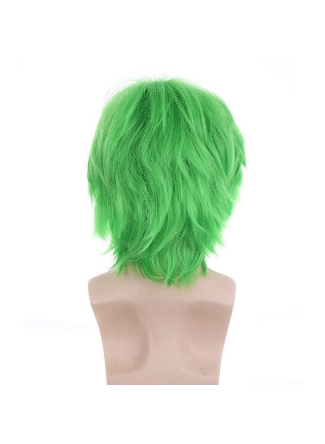 RightOn Ighton 12 Inches Green Wig Short Wig Cosplay Wig For Costume Party And Dress Up Short Wig For Men And Women Halloween Wigs With Wig Cap - Image 5