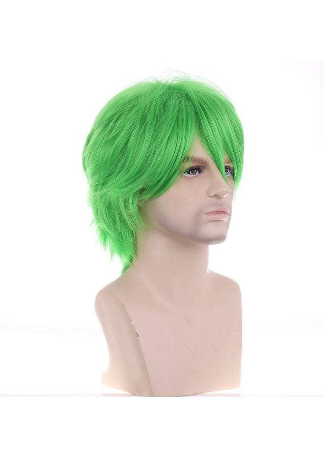 RightOn Ighton 12 Inches Green Wig Short Wig Cosplay Wig For Costume Party And Dress Up Short Wig For Men And Women Halloween Wigs With Wig Cap - Image 4
