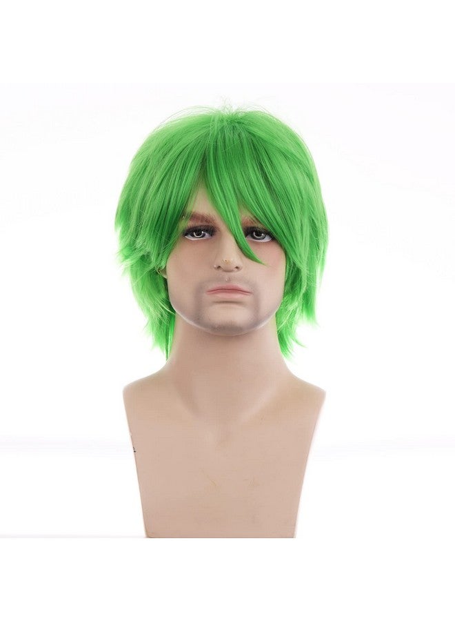 RightOn Ighton 12 Inches Green Wig Short Wig Cosplay Wig For Costume Party And Dress Up Short Wig For Men And Women Halloween Wigs With Wig Cap - Image 3
