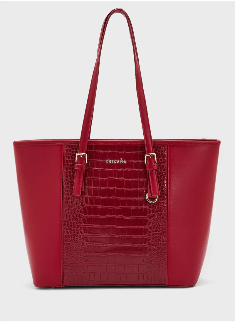 Khizana Croc Panel Tote Bag