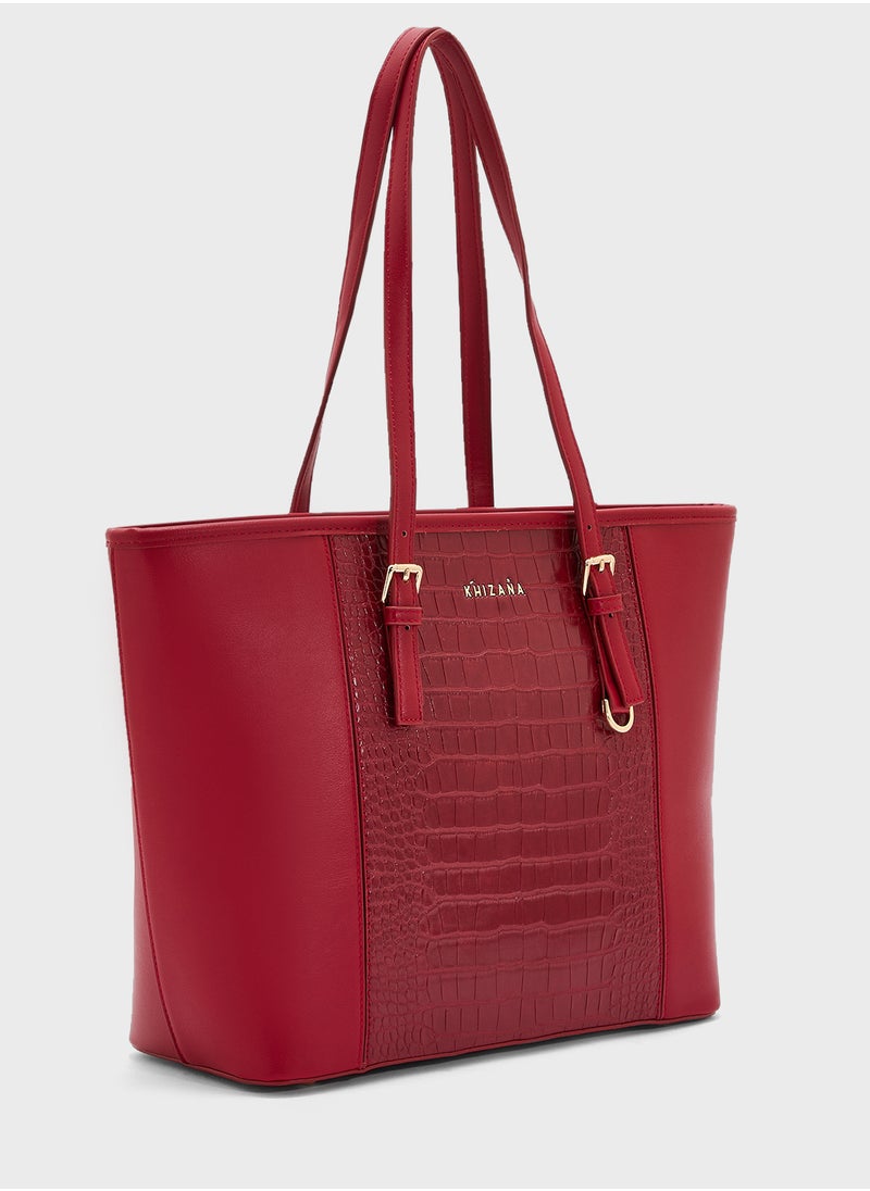 Khizana Croc Panel Tote Bag  - Image 3