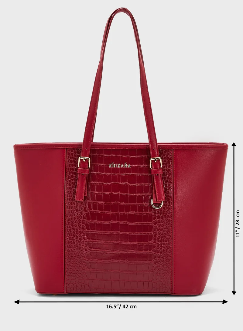 Khizana Croc Panel Tote Bag
