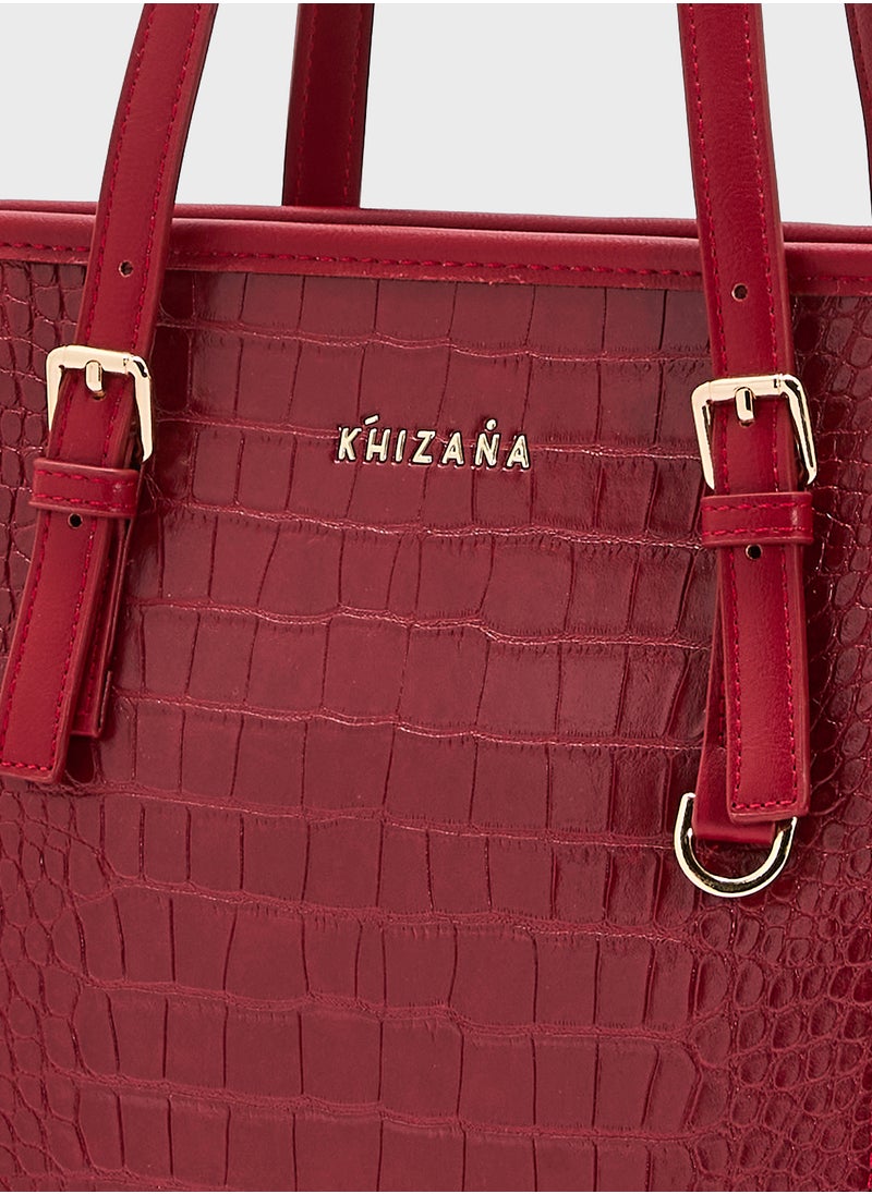 Khizana Croc Panel Tote Bag  - Image 4