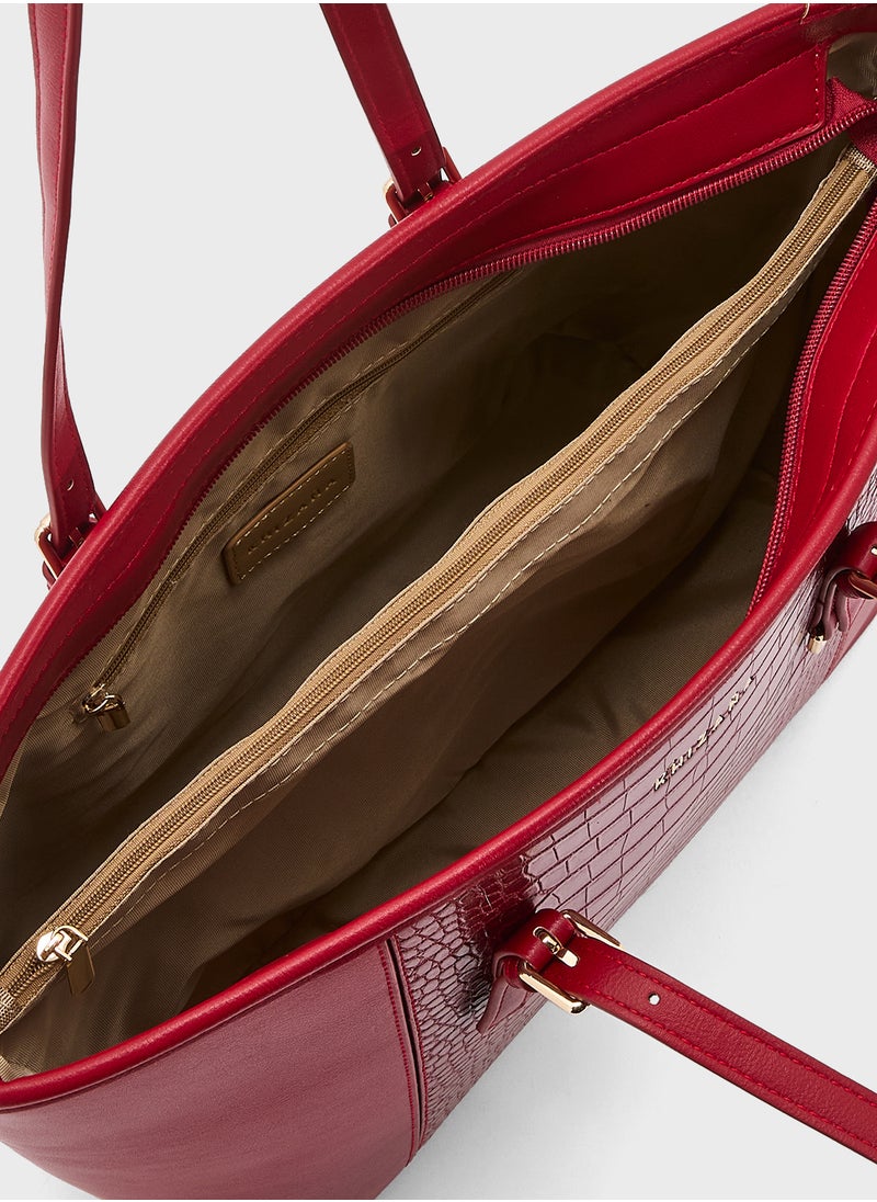 Khizana Croc Panel Tote Bag  - Image 5